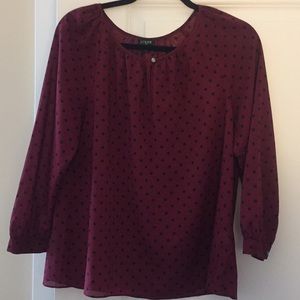 J.Crew burgundy polka dot blouse